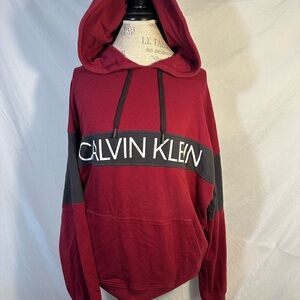 Calvin Klein Men's Burgundy & Charcoal Pullover Hoodie